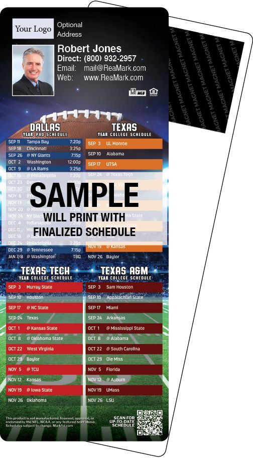 Football Schedules | ReaMark Real Estate Magnets